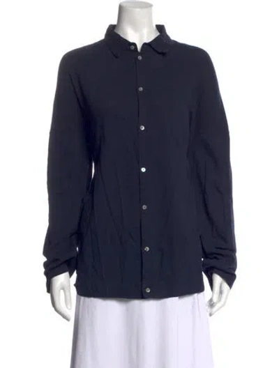 Pre-owned Album Di Famiglia Long Sleeve Button-up Top In Blue