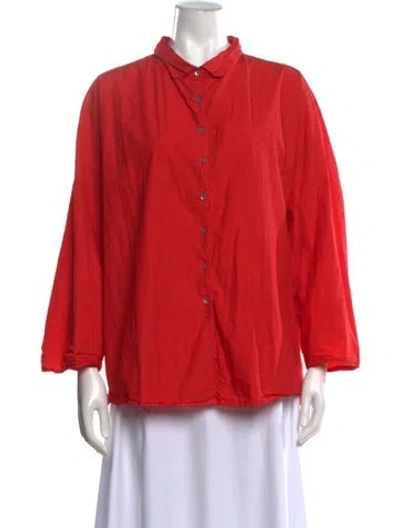 Pre-owned Album Di Famiglia Long Sleeve Button-up Top In Red