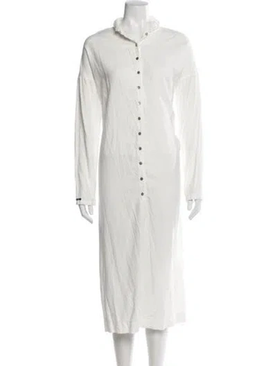 Pre-owned Album Di Famiglia Midi Length Dress In White