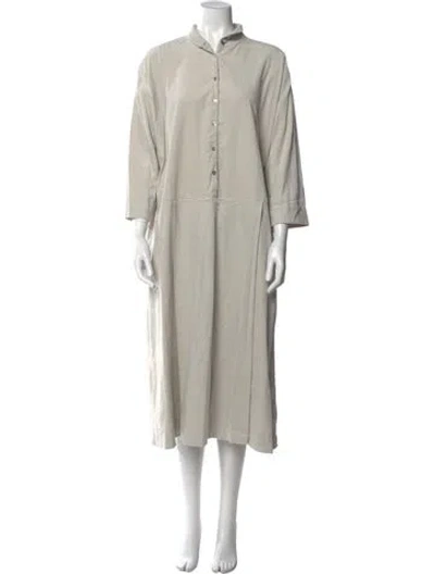 Pre-owned Album Di Famiglia Mock Neck Long Dress In Neutral