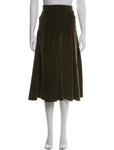 Pre-owned Album Di Famiglia Pleated Accents Midi Length Skirt In Green