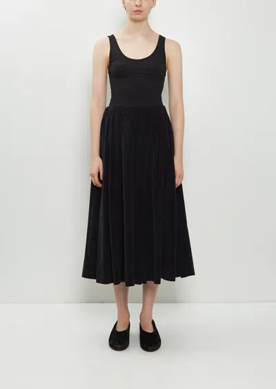 Album Di Famiglia Pleated Stretch Cotton Long Skirt In Black