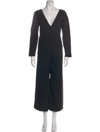 Pre-owned Album Di Famiglia Plunge Neckline Jumpsuit In Black