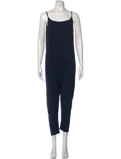 Pre-owned Album Di Famiglia Scoop Neck Jumpsuit In Blue