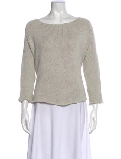 Pre-owned Album Di Famiglia Scoop Neck Sweater In Neutral