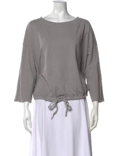 Pre-owned Album Di Famiglia Scoop Neck Three-quarter Sleeve Top In Grey