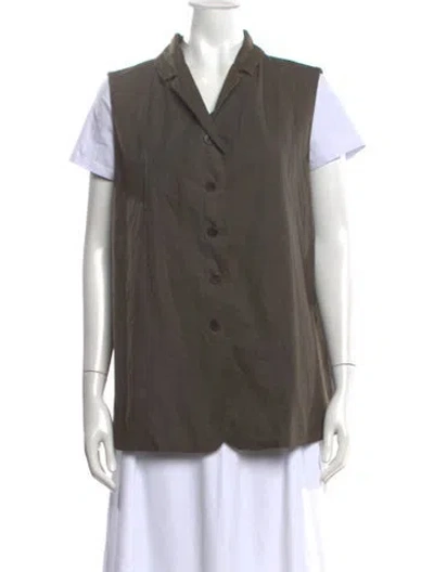 Pre-owned Album Di Famiglia Sleeveless Button-up Top In Green
