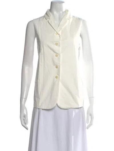 Pre-owned Album Di Famiglia Sleeveless Button-up Top In White