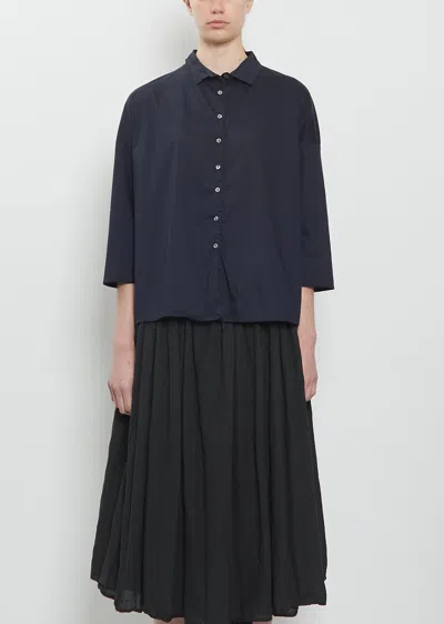 Album Di Famiglia Stretch Light Cotton Short Collar Shirt In Blue