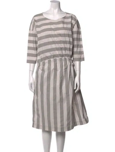 Pre-owned Album Di Famiglia Striped Midi Length Dress In Gray