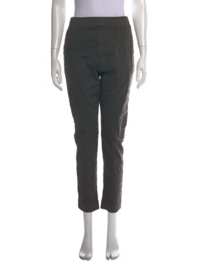 Pre-owned Album Di Famiglia Striped Straight Leg Pants In Green/grey