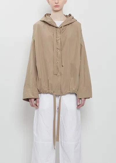 Album Di Famiglia Technical Taffeta Hooded Jacket In Brown