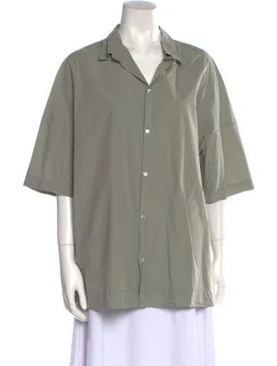 Pre-owned Album Di Famiglia Three-quarter Sleeve Button-up Top In Green
