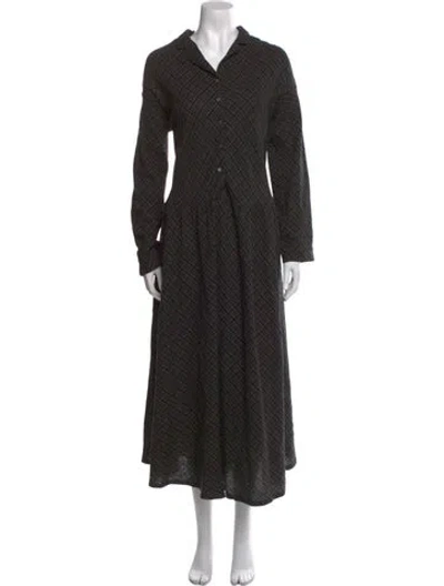 Pre-owned Album Di Famiglia Virgin Wool Long Dress In Black