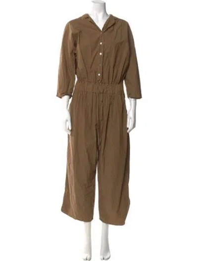 Pre-owned Album Di Famiglia V-neck Jumpsuit In Brown