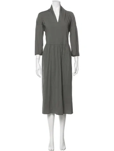 Pre-owned Album Di Famiglia V-neck Midi Length Dress In Gray