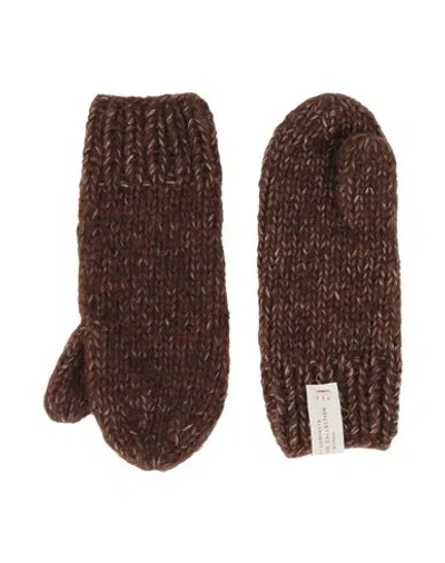Album Di Famiglia Woman Gloves Brown Size Onesize Alpaca Wool, Cotton