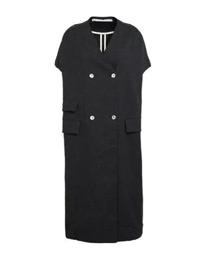 Album Di Famiglia Woman Midi Dress Charcoal Size L Cotton, Viscose, Wool, Elastane In Black