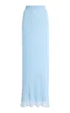 Albus Lumen Pearl-beaded Silk Maxi Skirt In Blue