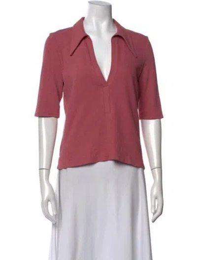 Pre-owned Albus Lumen V-neck Three-quarter Sleeve Polo In Pink