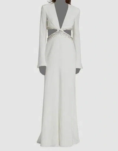 Pre-owned A.l.c $1495 . Women's White Trina Embellished Cut-out Gown Dress Size 12