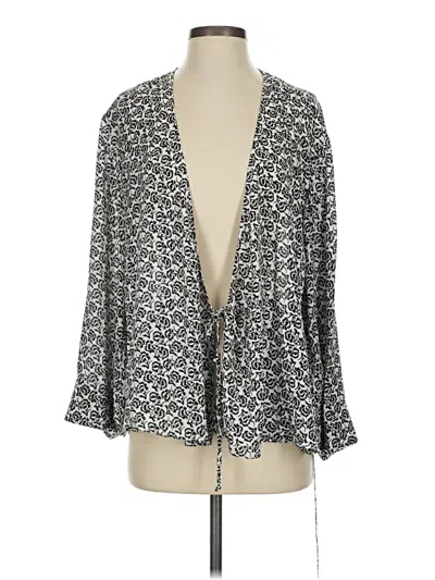 Pre-owned A.l.c 3/4 Sleeve Silk Top Black Plunge Neckline Tops