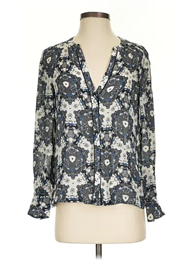 Pre-owned A.l.c 3/4 Sleeve Silk Top Gray Plunge Neckline Tops