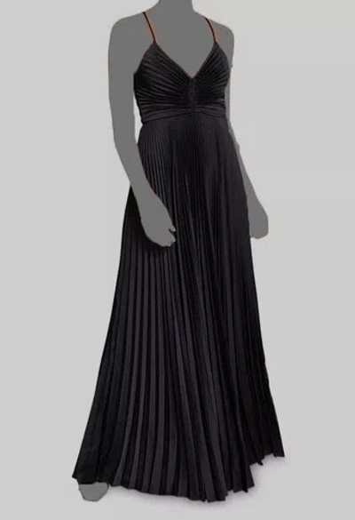 Pre-owned A.l.c $795 . Women's Black Satin Pleated Cutout Aries A-line Dress Size 00