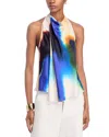 A.l.c A. L.c. Ada Printed Cowlneck Top In Blue