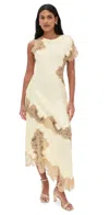A.l.c Alessia Satin And Lace Maxi Dress In Light Canary/beige