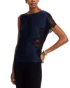 A.l.c Alessia Satin Lace Top In Dark Sapphire Black In Darke Sapphire