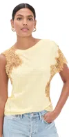 A.l.c Alessia Satin And Lace Top In Light Canary/beige