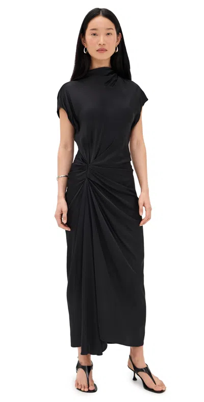 A.l.c Alma Knotted Asymmetrical-hem Midi Dress In Black