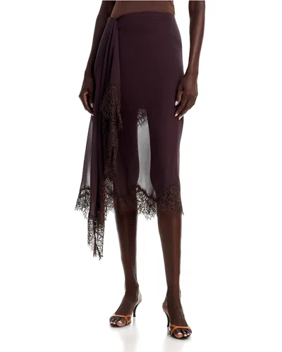A.l.c A. L.c. Anais Silk Lace Trim Asymmetric Skirt In Brown