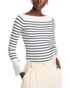 A.l.c A. L.c. Anya Striped Boat Neck Top In Off White