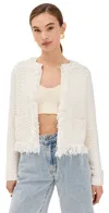 A.l.c April Fringe Boucle Cardigan In Natural/white Marl
