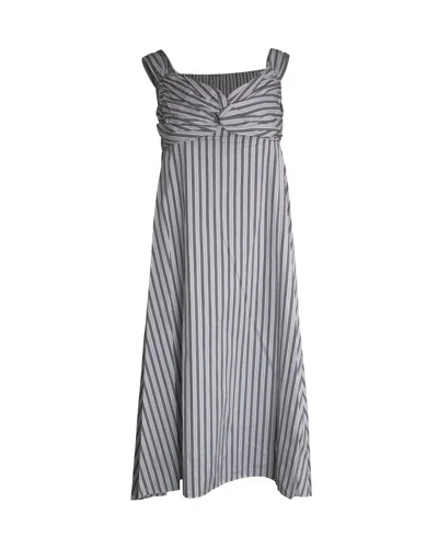 A.l.c A. L.c. Arsenio Off The Shoulder Striped Poplin Midi Dress In White Cotton