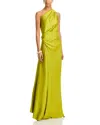 A.l.c Delfina One-shoulder Cut-out Side Gathered Dress In Green Amber