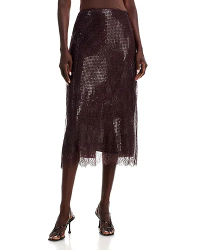 A.l.c A. L.c. Ava Lace Trim Sequined Skirt In Brown
