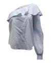A.l.c A. L.c. Brielle Ruffled One-shoulder Top In Light Blue Cotton In Blue