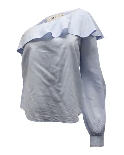 A.l.c A. L.c. Brielle Ruffled One-shoulder Top In Light Blue Cotton