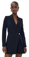A.l.c . Callen Pleated Wrap Blazer Minidress In Navy