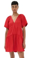 A.l.c . Camila Tiered Cotton Poplin Minidress In Rouge