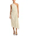 A.l.c Carolyn Striped One-shoulder Midi Dress In Canary Stripe