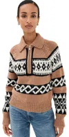 A.l.c . Carter Merino Wool Blend Quarter Zip Pullover In Camel Multi