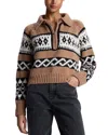 A.l.c . Carter Merino Wool Blend Quarter Zip Pullover In Camel Multi