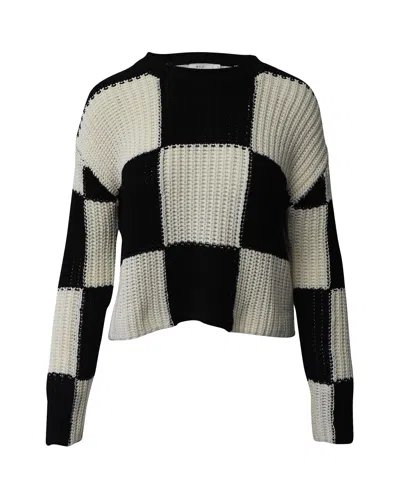 A.l.c A. L.c. Checked Knit Sweater In Black And White Cotton