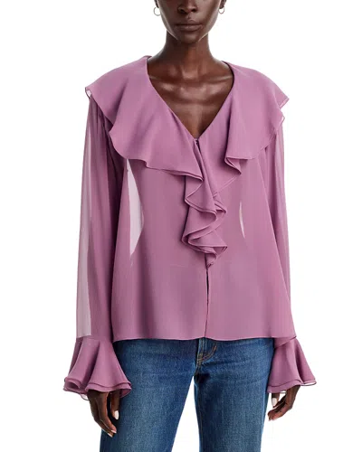 A.l.c A. L.c. Colette Silk Ruffled Top In Pink