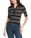 A.l.c Cooper Stripe Fine Ribbed Top In Black