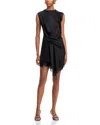 A.l.c Dion Draped Lace-trim Satin Mini Dress In Black